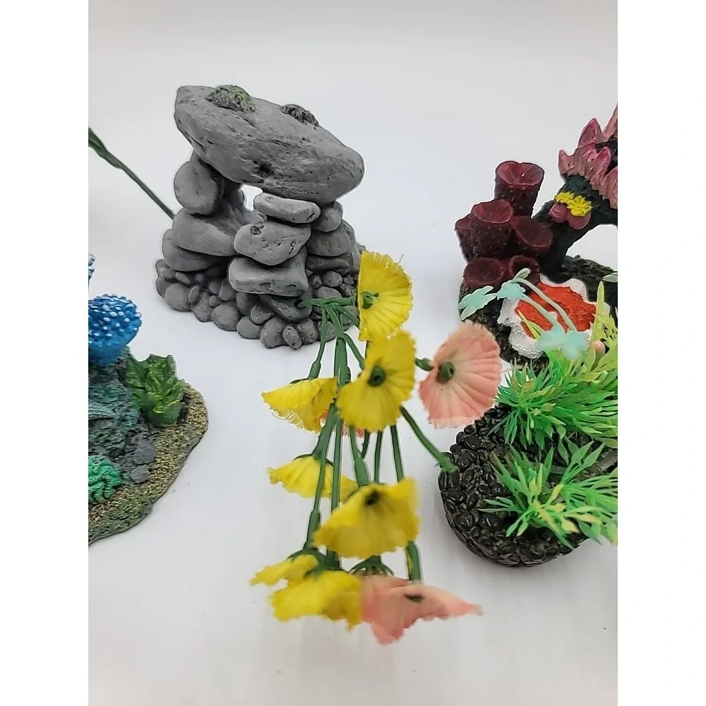 5pc Fake Coral Aquarium Decoration Lot‎ Anemone Cave Colorful READ